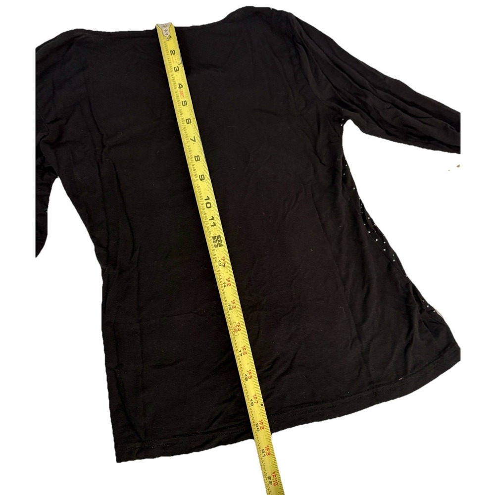 VTg Sunset Rd Black Rhinestone Zip Front Ruffle Blouse Small Whimsigoth Y2K - Picture 10 of 13